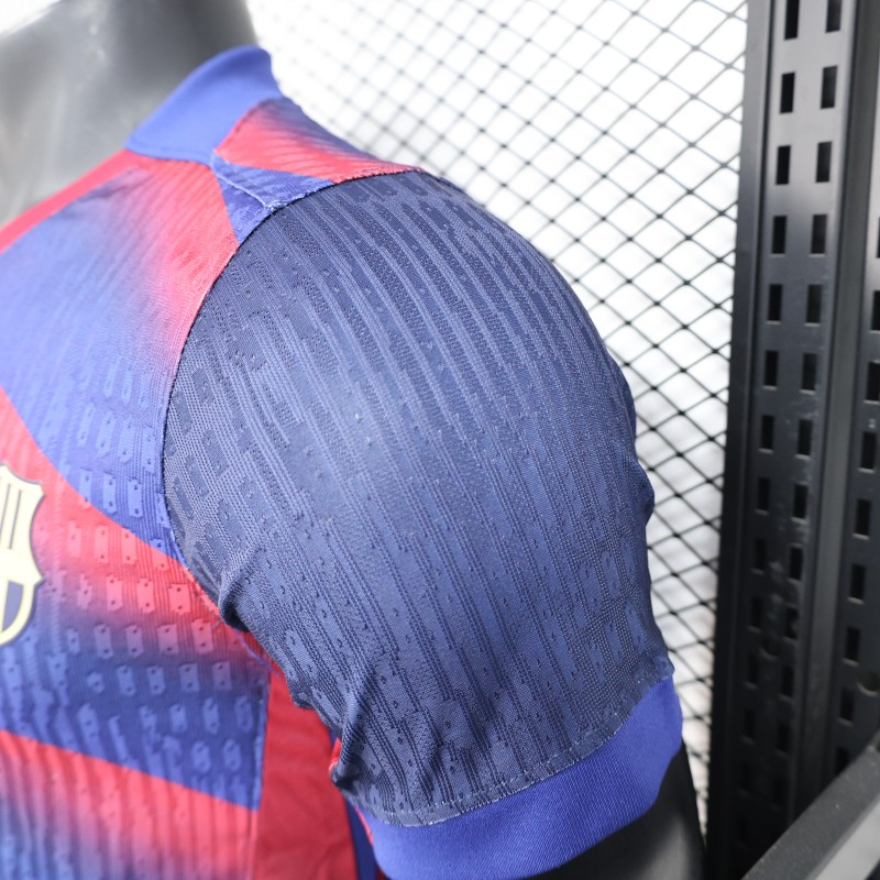 Player Version 25/26 FC Barcelona Blue with Red Diagonal Stripes Jersey