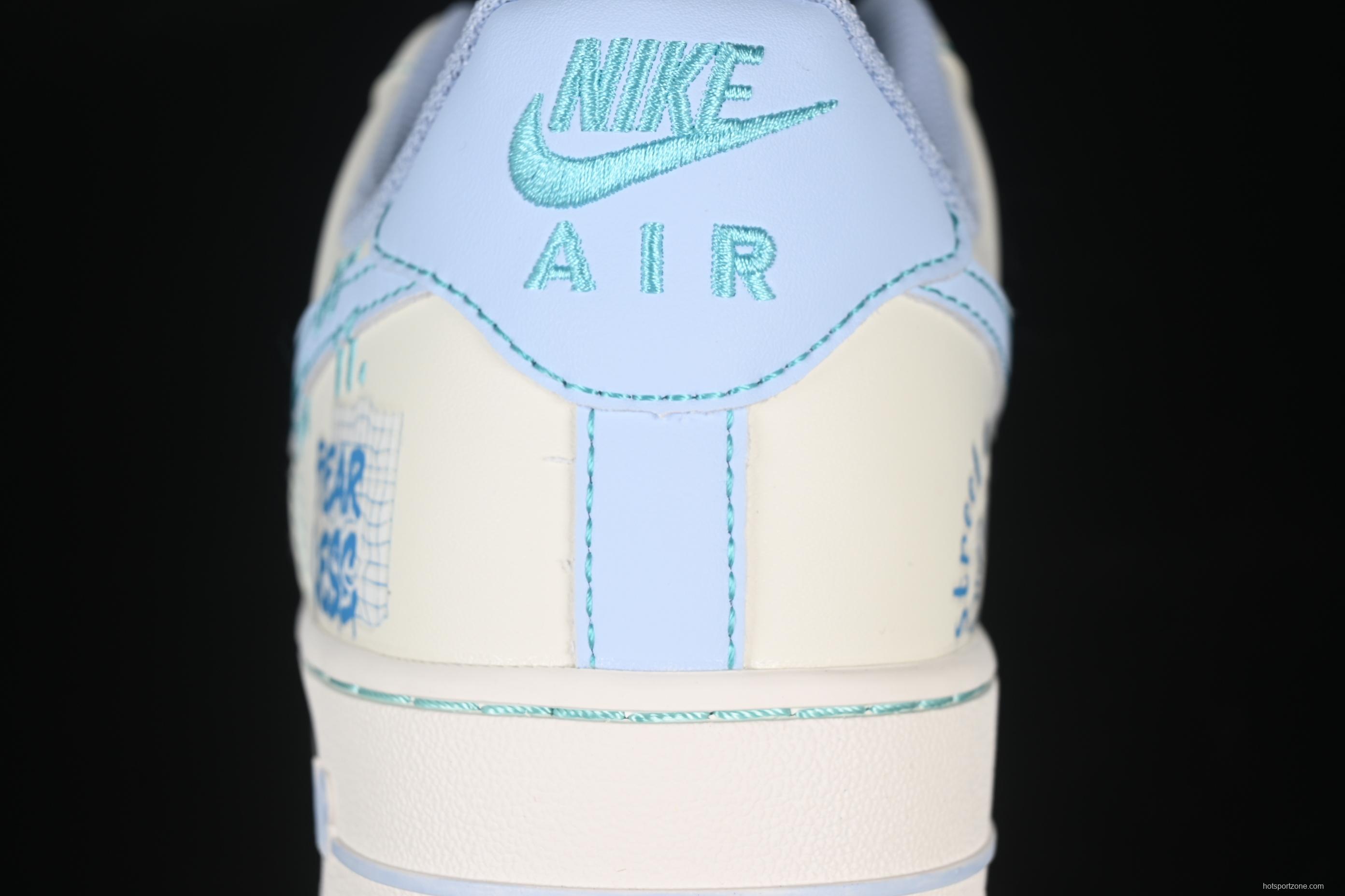 Nike Air Force 1'07 Low "Love Words" Casual Sneakers with Blue Romantic Design - FJ7740-510