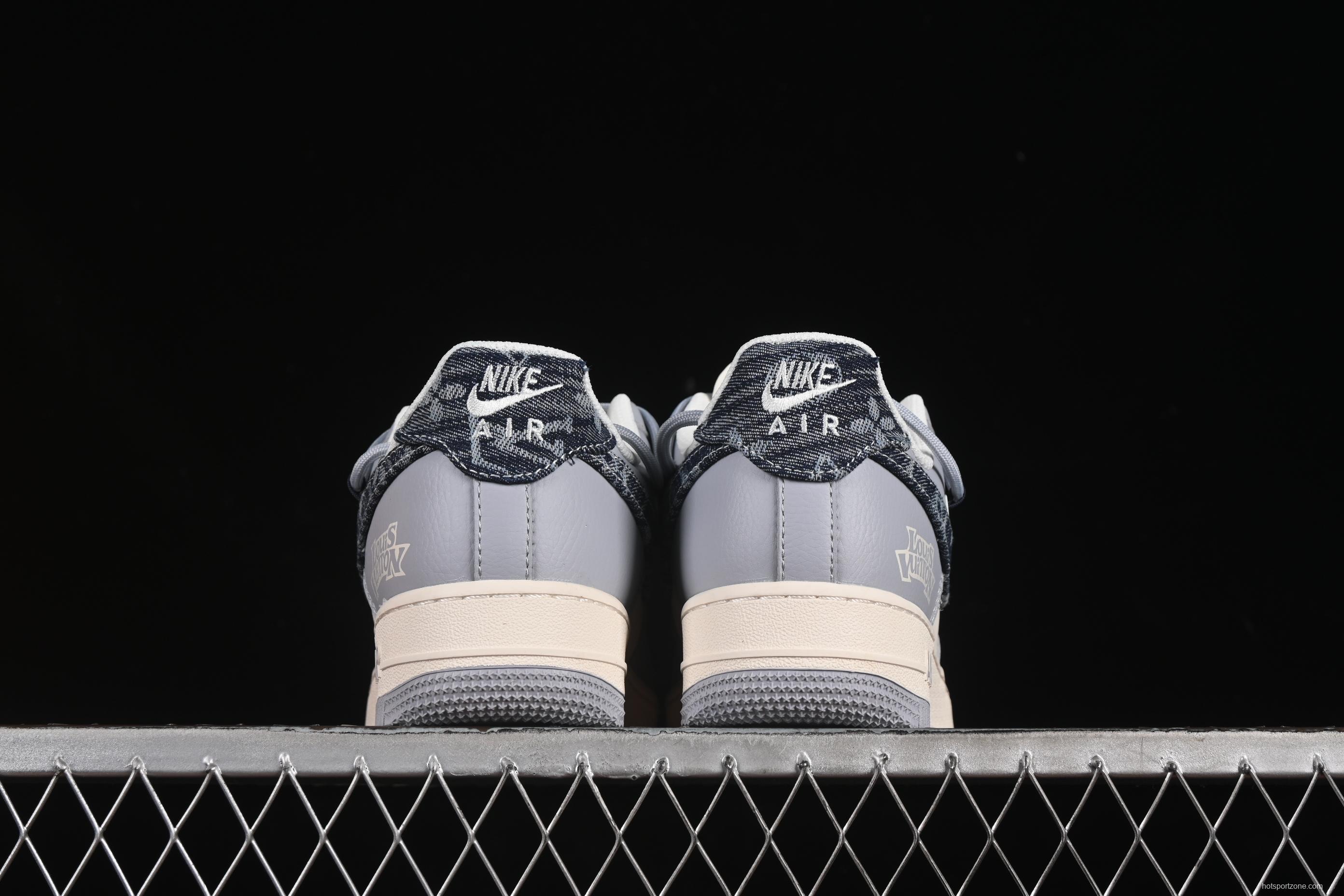 Nike Air Force 1'07 Low LV Collaboration Grey Blue Canvas Lace-Up Casual Sneakers - DM6868-099