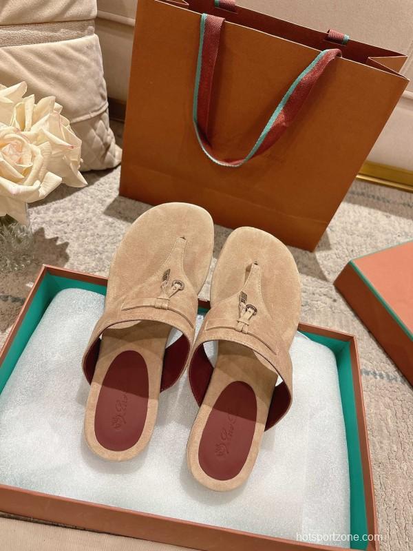 2025 Slippers LP Beige Suede Thong Sandal LY00250