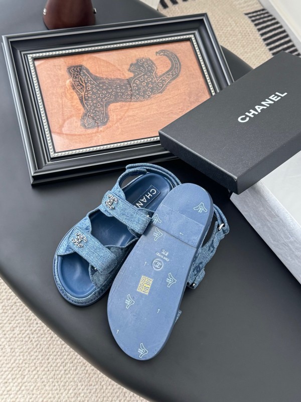2025 Women Chanel Blue Denim Sandals LY00320