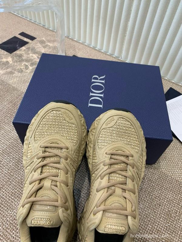 2024 Unisex Dior beige mesh leather sneakers MJ00400