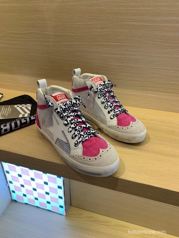 2024 Unisex GGDB White Pink Leather Suede High Top Sneakers MJ00300