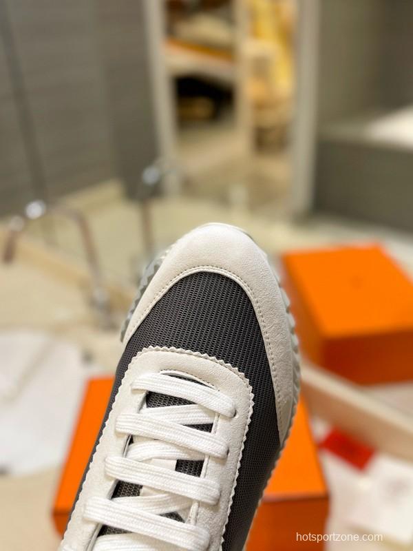 2024 Unisex Hermès Black White Imported Silk Sheepskin Imported Suede Casual Sneakers MJ00320