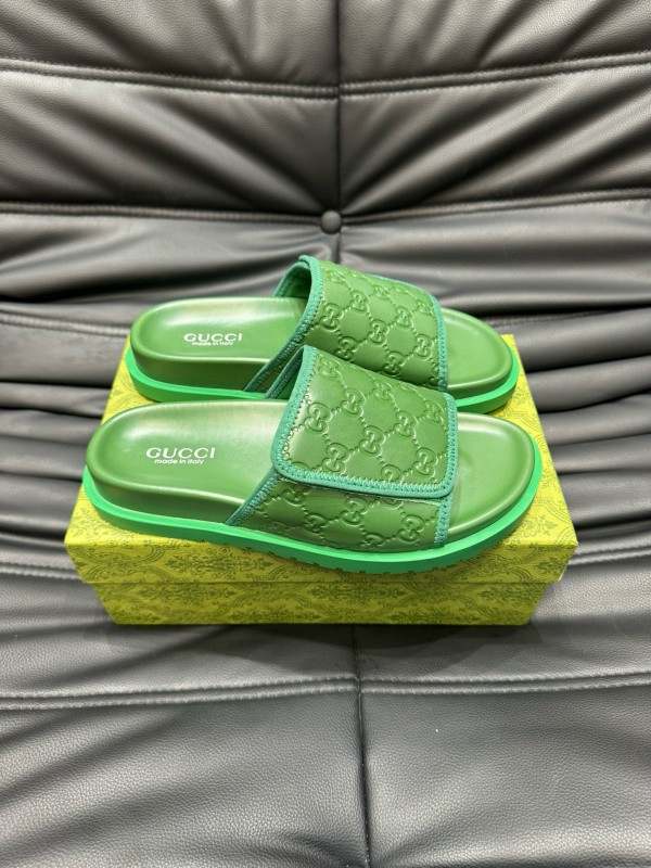 2024 Slippers Gucci Green Leather Slippers MJ00200