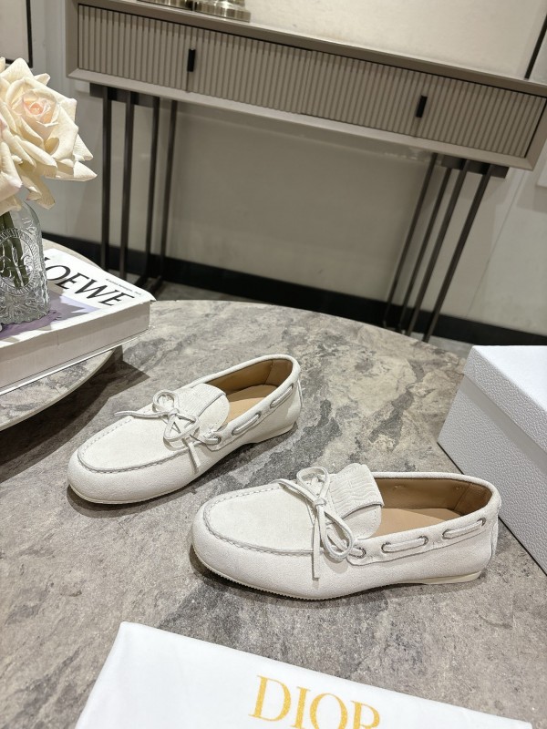 2025 Women Dior White Suede Loafers