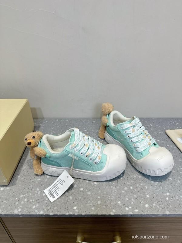 2025 Women 13DE MARZO Light Blue White Canvas Leather Casual Shoe KFY00280