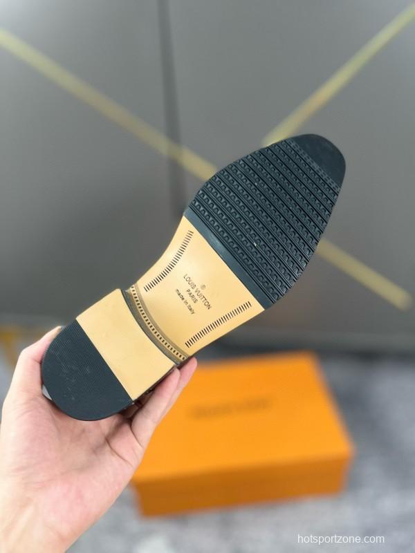 2024 Men Louis Vuitton Black Leather Formal Shoes MJ00380