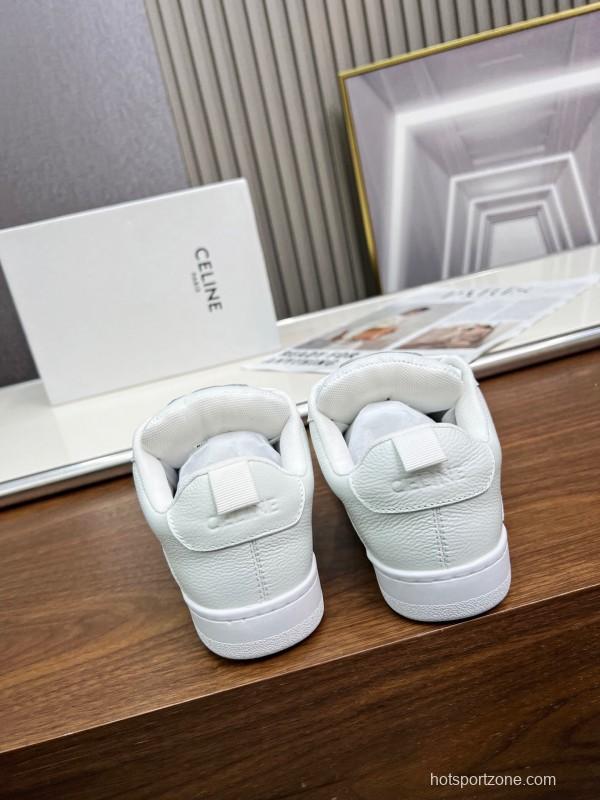 2025 Unisex CELINE White Leather Sneakers KFY00260