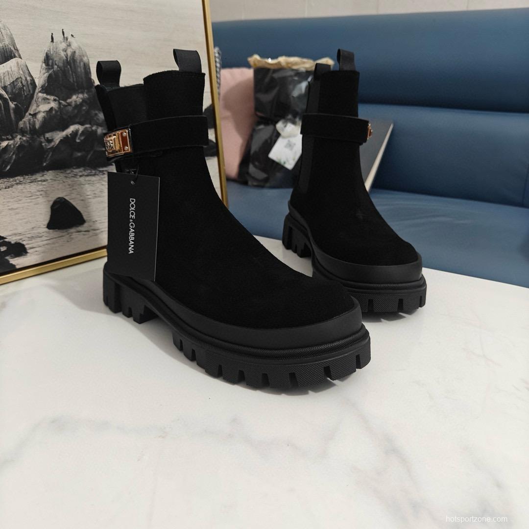 2024 Women Dolce & Gabbana Black Suede Boots MJ00390