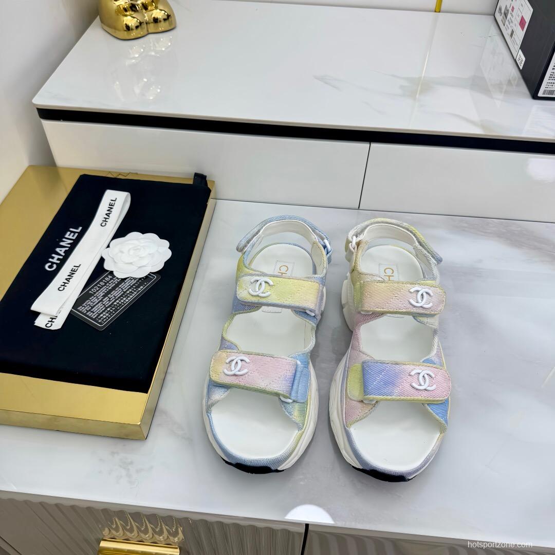 2025 Slippers Chanel Pastel Yellow Blue Pink Textile Slippers