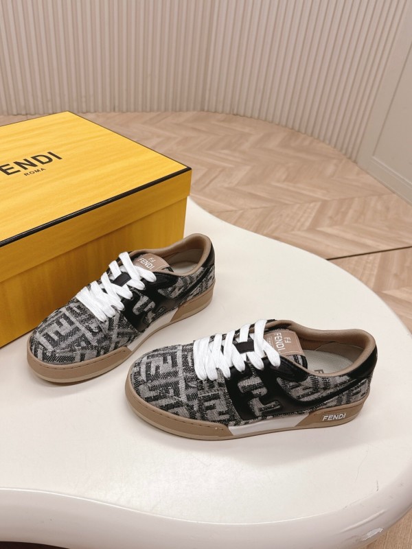 2025 Unisex Fendi Black Grey Brown Leather Fabric Plimsolls FD Match LY00350(F)/LY00360(M)