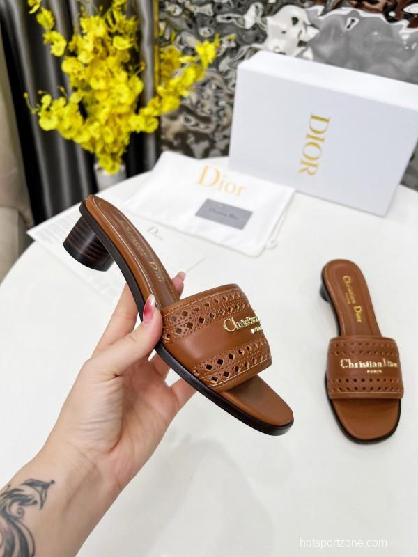2025 Women Dior Brown Leather Sandals LY00210