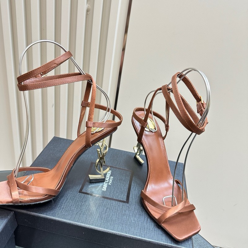2025 Women Yves Saint Laurent Brown Leather Sandals MJ00290