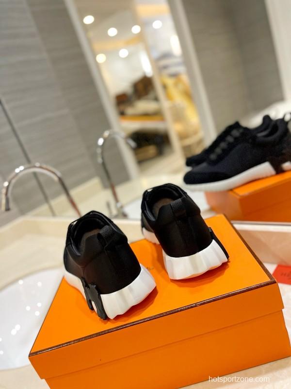 2024 Men Hermès black fabric sneakers MJ00320