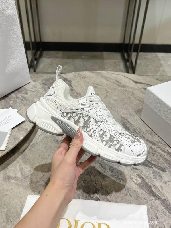 2025 Women Dior White Mesh Leather Sneakers KFY00370