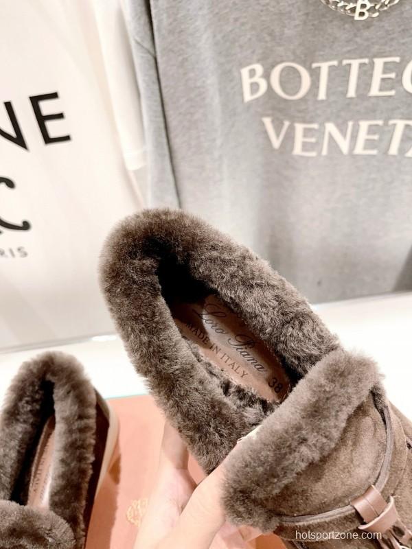 2024 Women Le Parmentier Brown Suede Shearling Loafer MJ00310