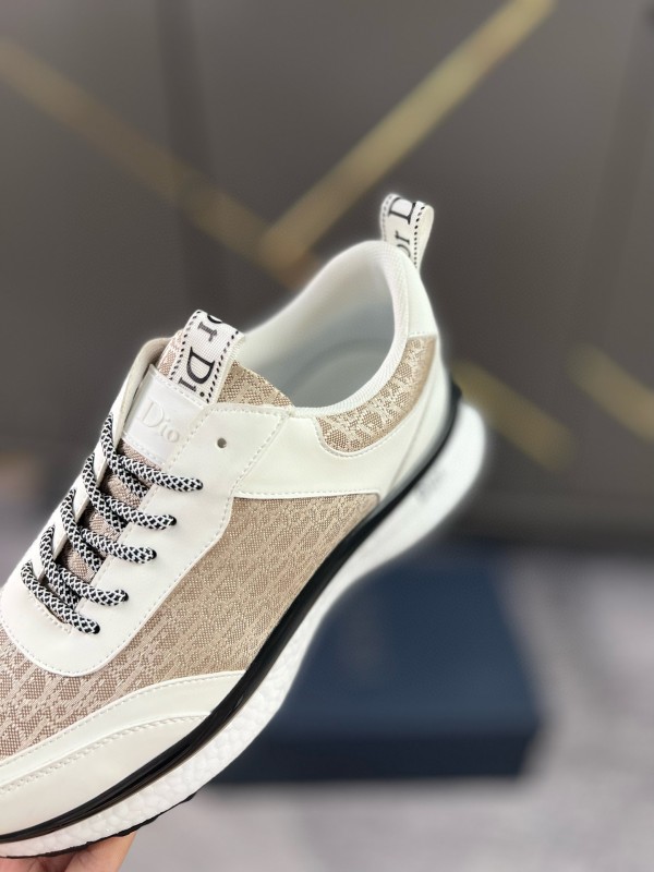 2024 Unisex Dior Beige White Fabric Leather Sneakers MJ00270