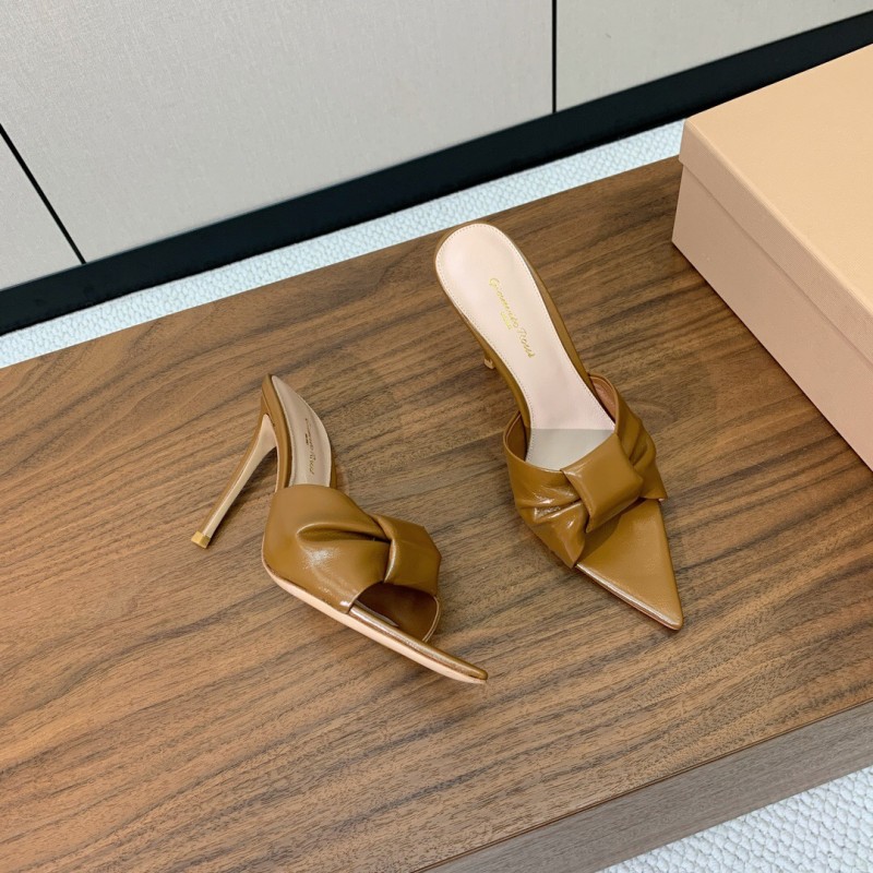2025 Women Gianvito Rossi Brown Leather Stiletto Heels