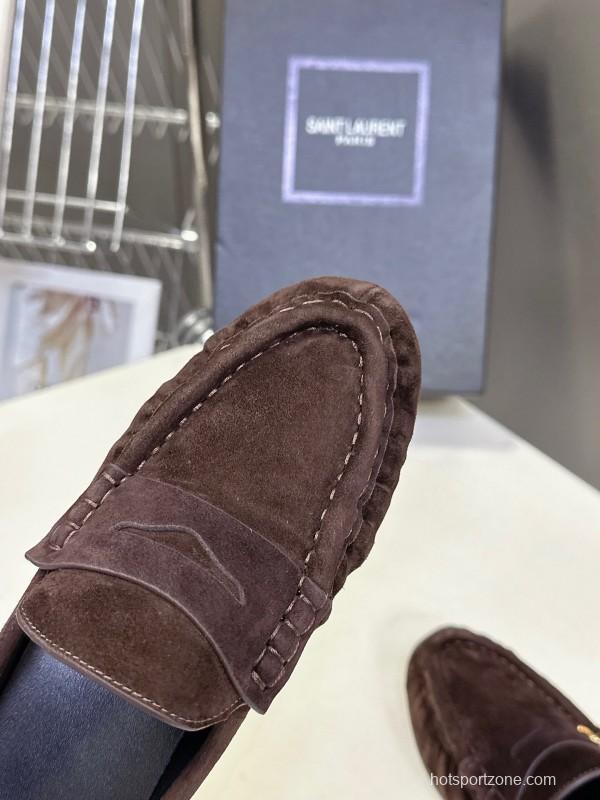 2025 Women Yves Saint Laurent Brown Suede Loafer