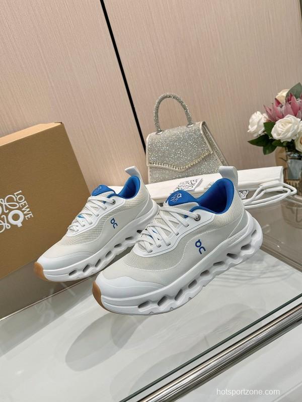 2025 Women Loewe White Blue Mesh Leather Sneakers