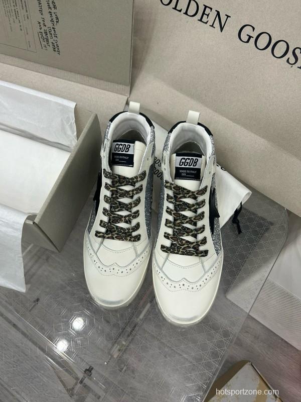 2024 Women GGDB Silver White Leather High Top Sneakers MJ00300