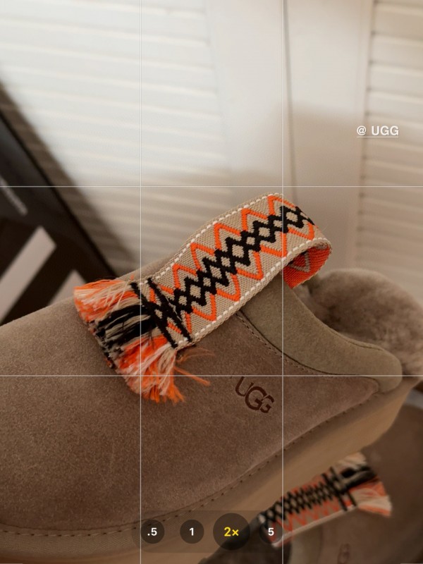 2024 UGG Grey Suede Slippers Woven Tassel MJ00230