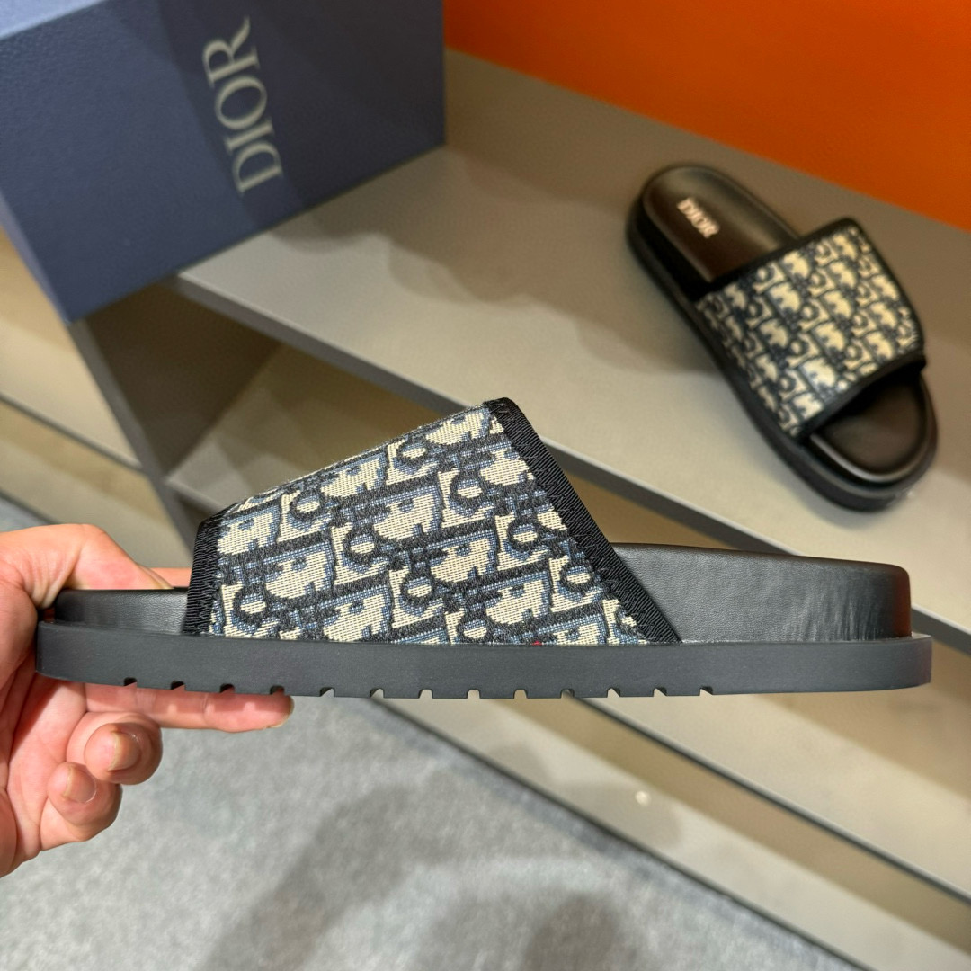 2024 Slippers Dior Black Canvas Slippers MJ00180