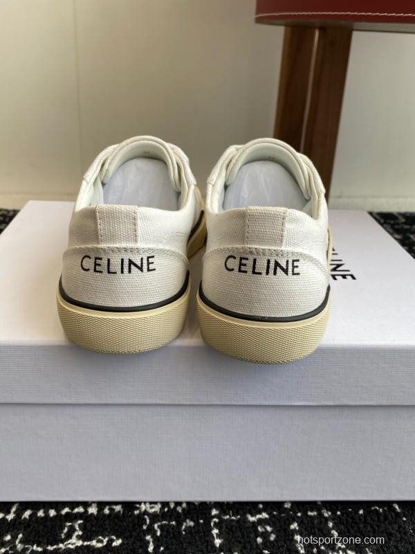 2025 Women Celine White Canvas Sneakers KFY00285