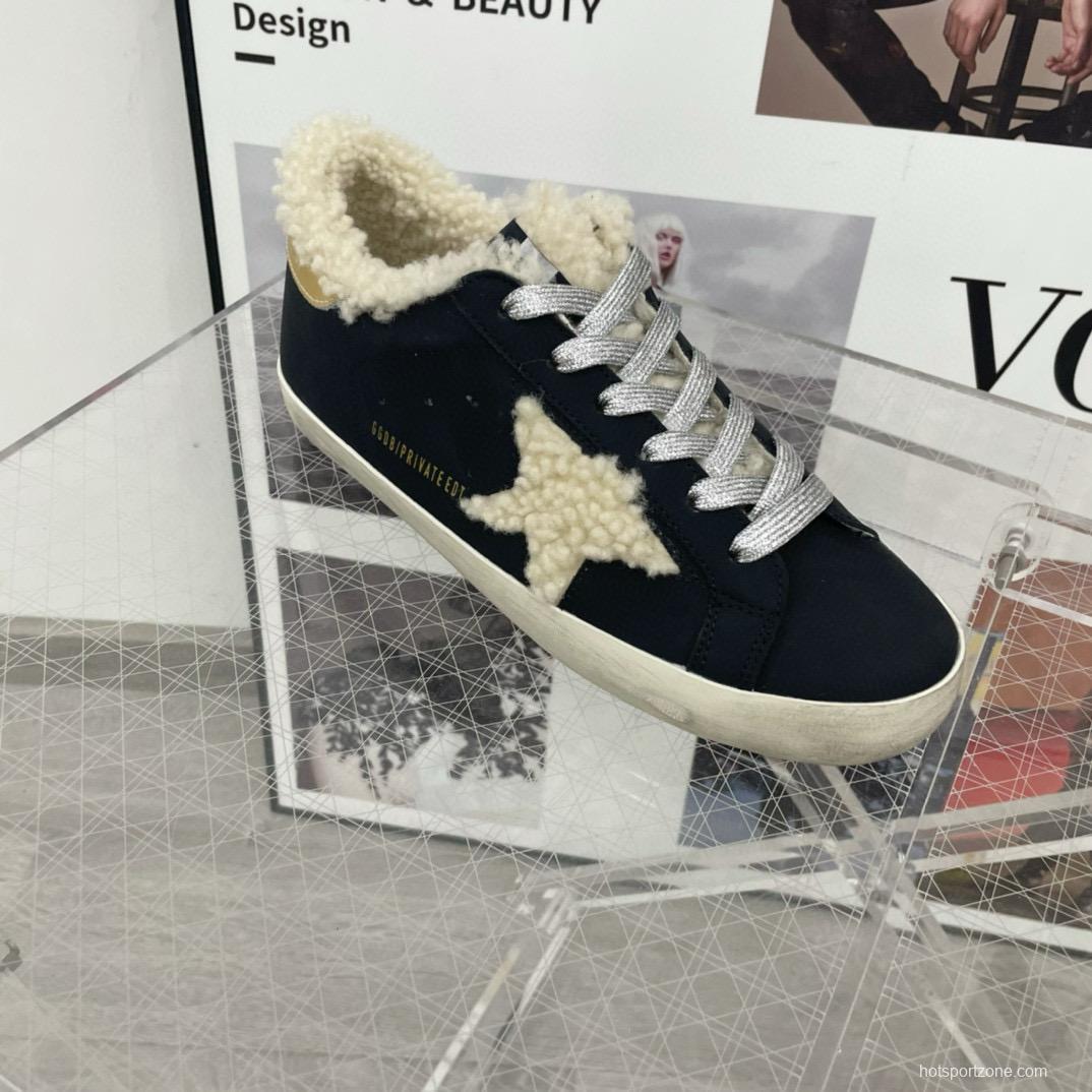 2025 Women GGDB Black Cream Shearling Leather Sneakers