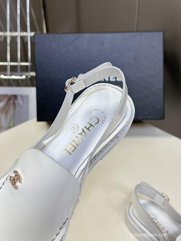 2025 Women Chanel White Leather Loafers
