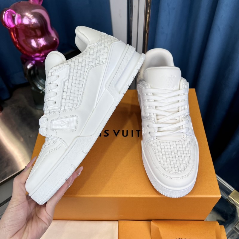 2025 Men Louis Vuitton White Leather Trainer