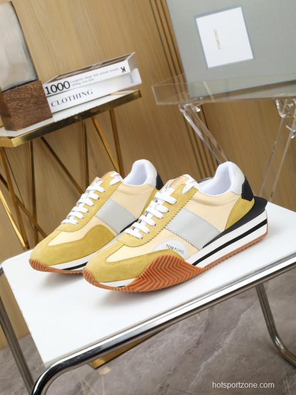 2025 Unisex TOM FORD Yellow White Grey Suede Leather Sneakers LY00360(F)/LY00370(M)