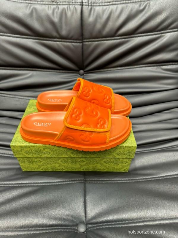 2024 GUCCI orange leather slippers MJ00200