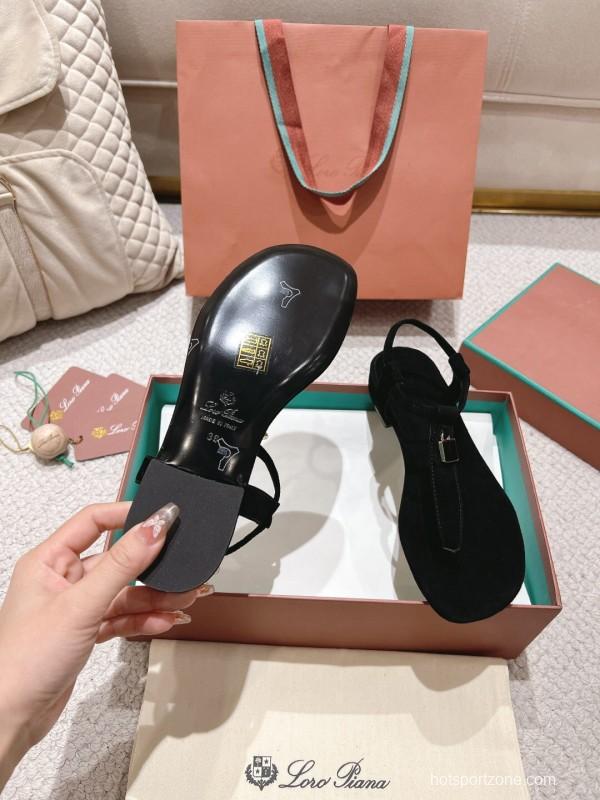 2025 Women Le Parmentier Black Suede Sandals