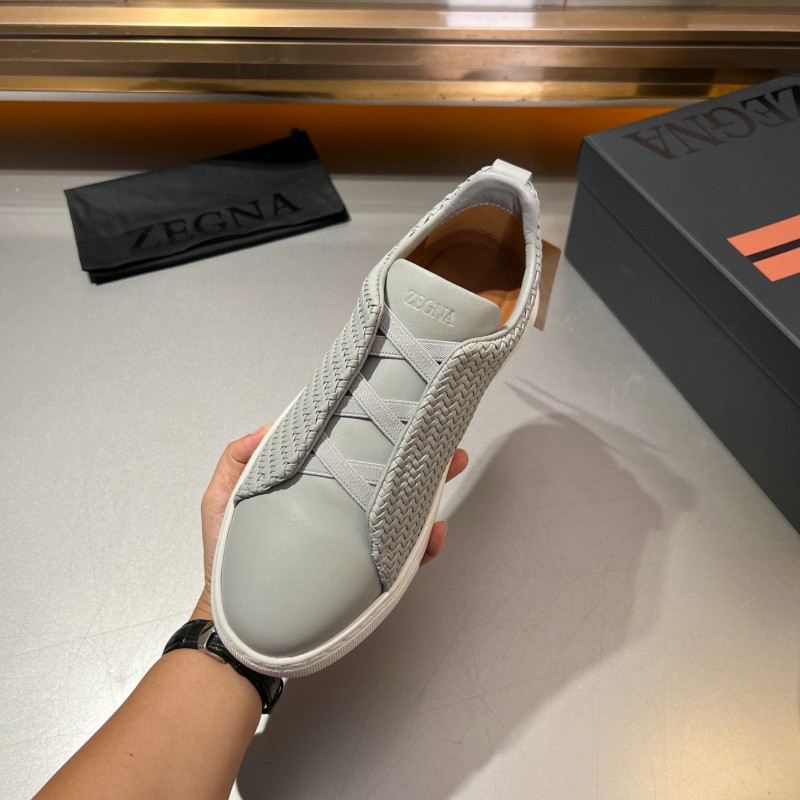 2024 Men Ermenegildo Zegna White Leather Woven Sneakers