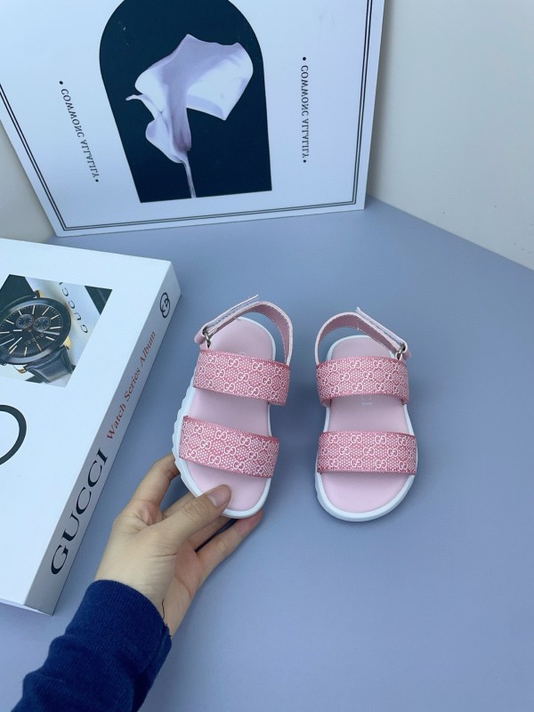 2025 Kids Gucci Black Pink Fabric Sandals