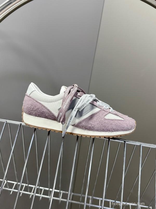 2025 Women New Balance White Purple Suede Mesh Running Shoes KFY00270