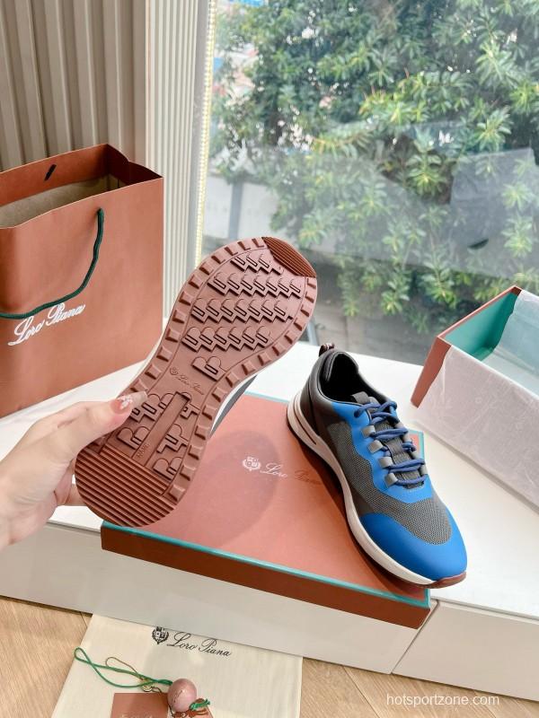 2024 Unisex Le Parmentier Blue Grey Knit Casual Sneakers Top Version MJ00340