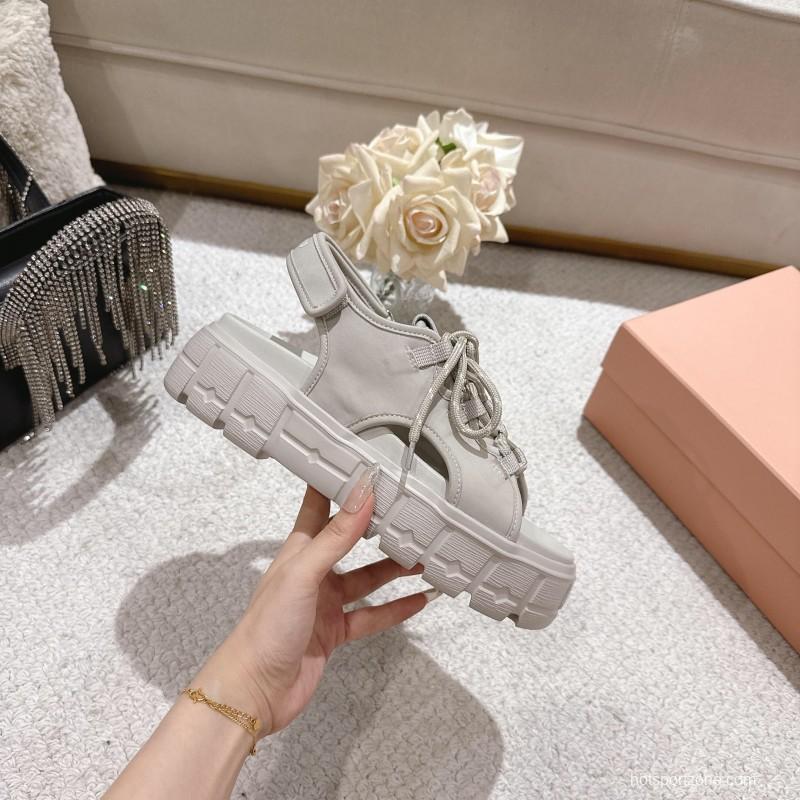 2025 Women Miu Miu White Lycra Sandals LY00280