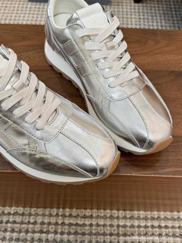 2025 Unisex HOGAN Silver Leather Sneakers