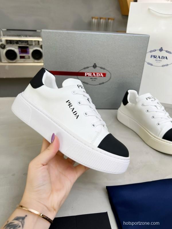 2024 Unisex Prada White Black Leather Sneakers MJ00310