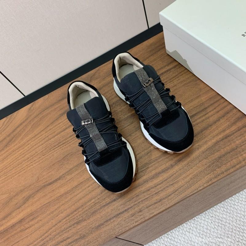 2025 Unisex Brunello Cucinelli Black Suede Leather Sneakers LY