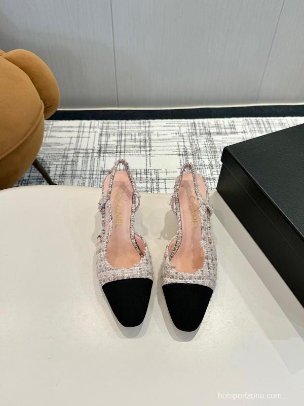 2025 Women Chanel Beige Black Tweed Leather Ballet Flats LY00240