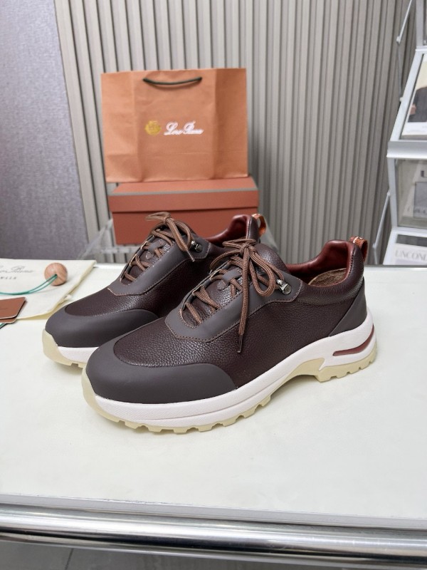 2024 Men Le Parmentier Brown Leather Mesh Sneakers MJ00350