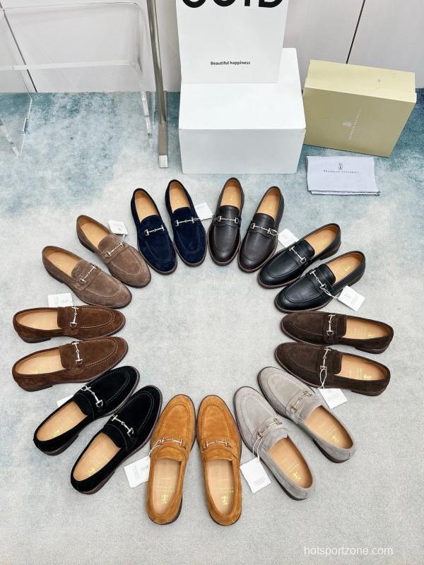 2024 Men Brunello Cucinelli Brown Suede Leather Loafers