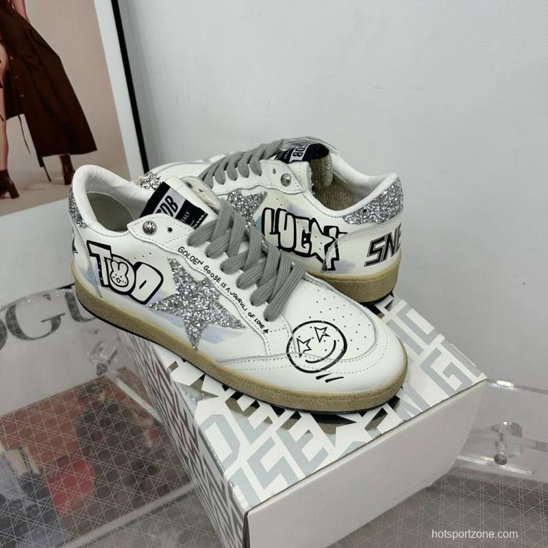 2024 Unisex GGDB White Black Glitter Leather Low-top Sneakers MJ00260