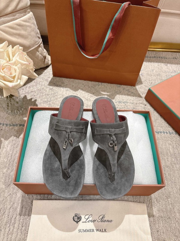 2025 LP Gray Suede Slippers Ly00250