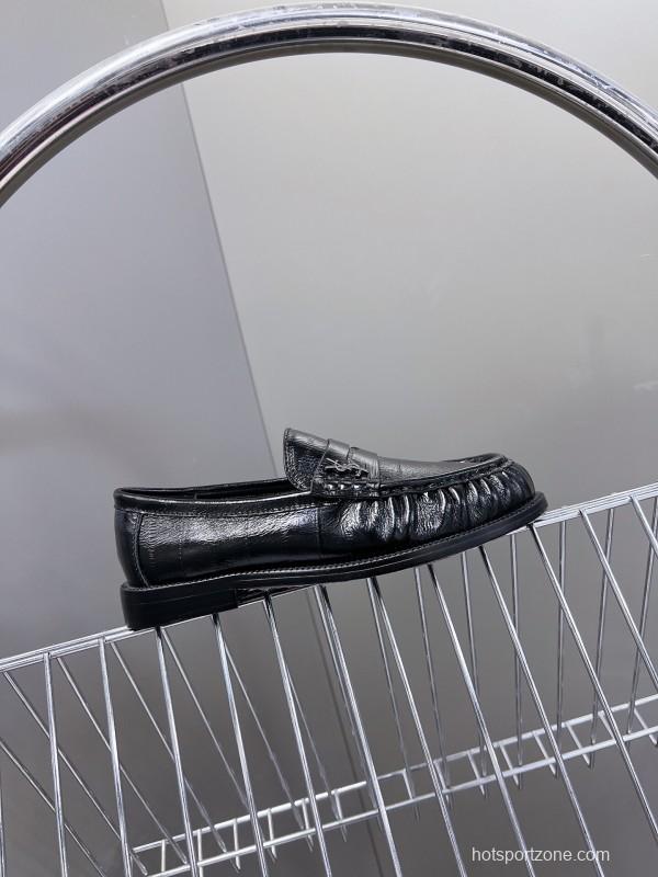 2025 Women Yves Saint Laurent Black Leather Loafers