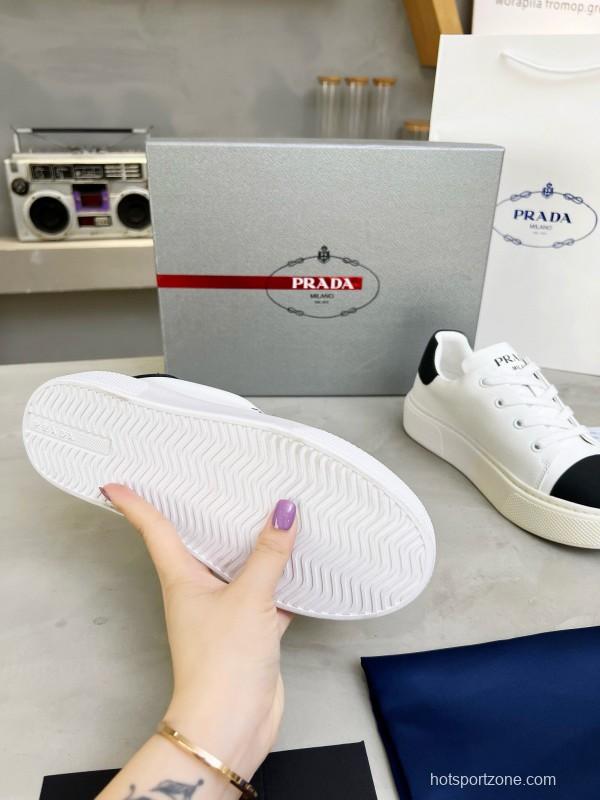 2024 Unisex Prada White Black Leather Sneakers MJ00310